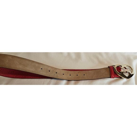 Gucci Red Guccissima Leather Heart Buckle Size 80cm/32 in - Picture 9 of 9